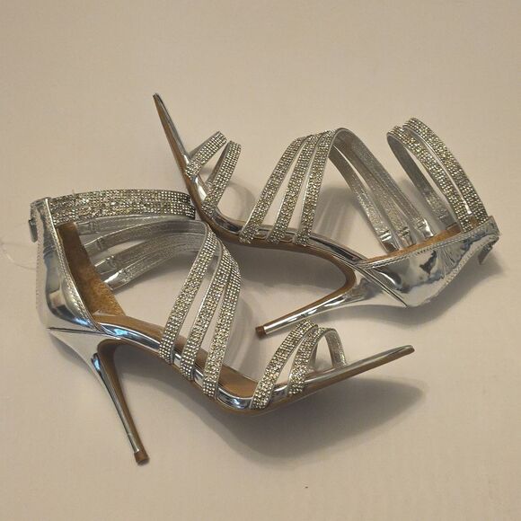 BRAND NEW JESSICA SIMPSON RHINESTONE  ELEGANT STRAPPY HEELS SANDALS R3 - Picture 9 of 16